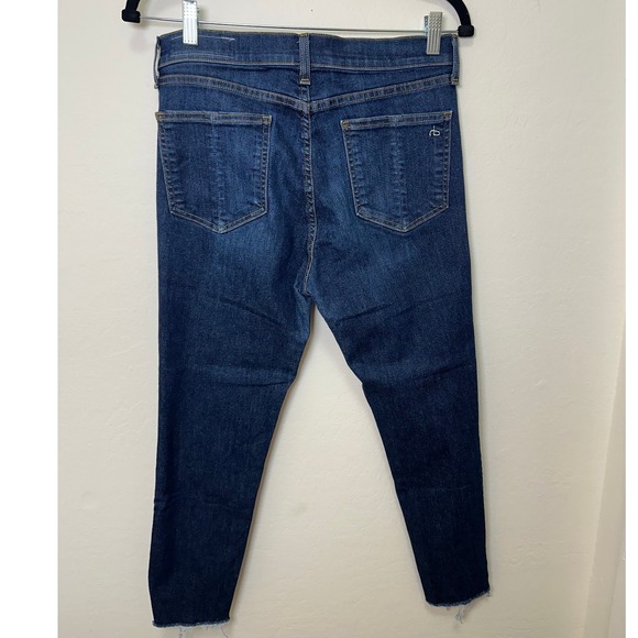 Rag Bone NEW YORK High Rise Ankle Skinny Jeans Dark Wash Size 30 Raw Hem - Picture 7 of 9